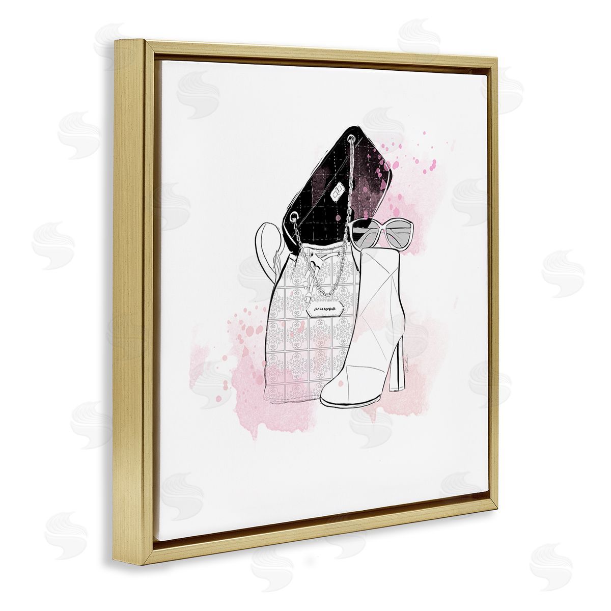 Alison Petrie Stylish Glam Fashion Purses Gold Floating Frame Canvas Wall Art Print