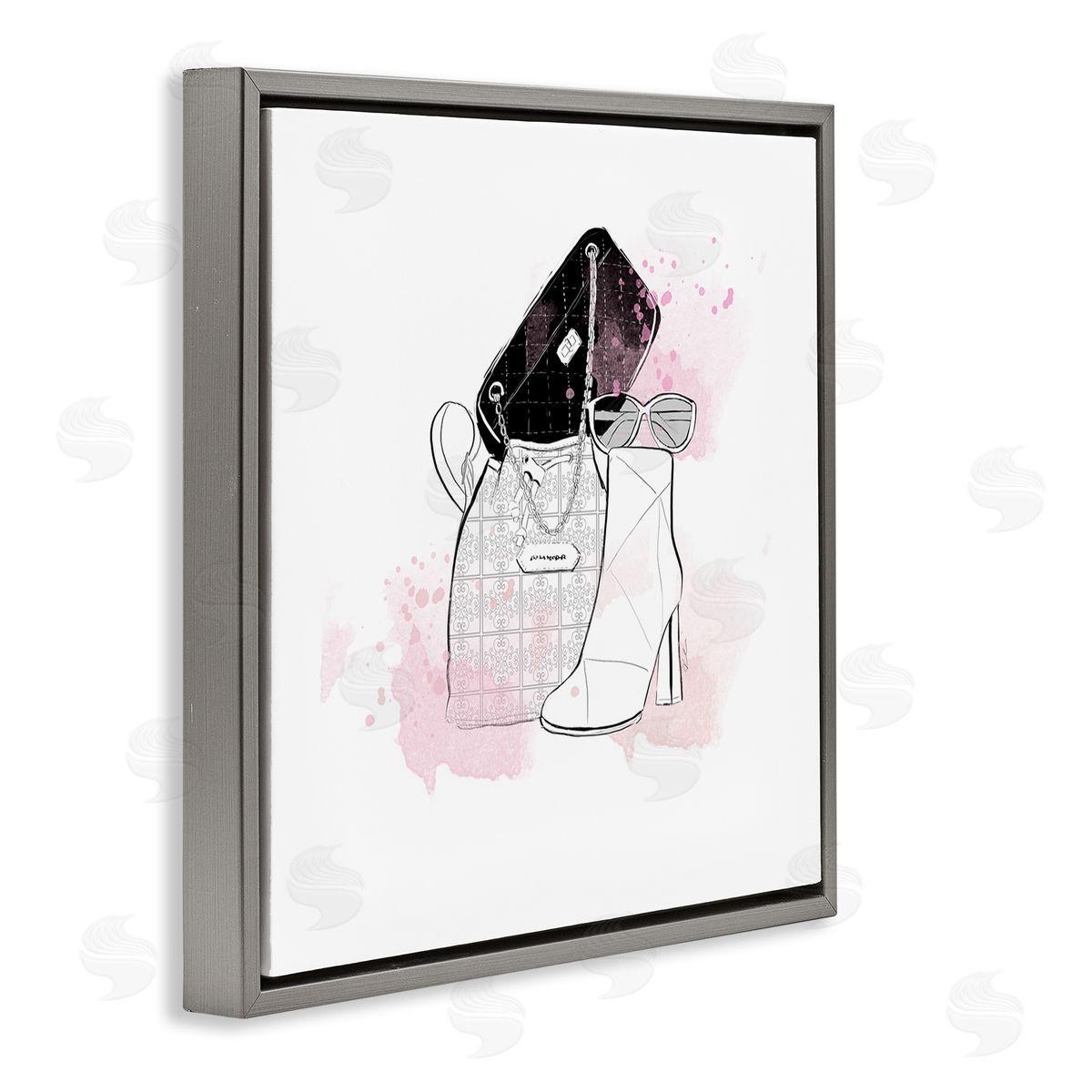 Alison Petrie Stylish Glam Fashion Purses Gray Floating Frame Canvas Wall Art Print