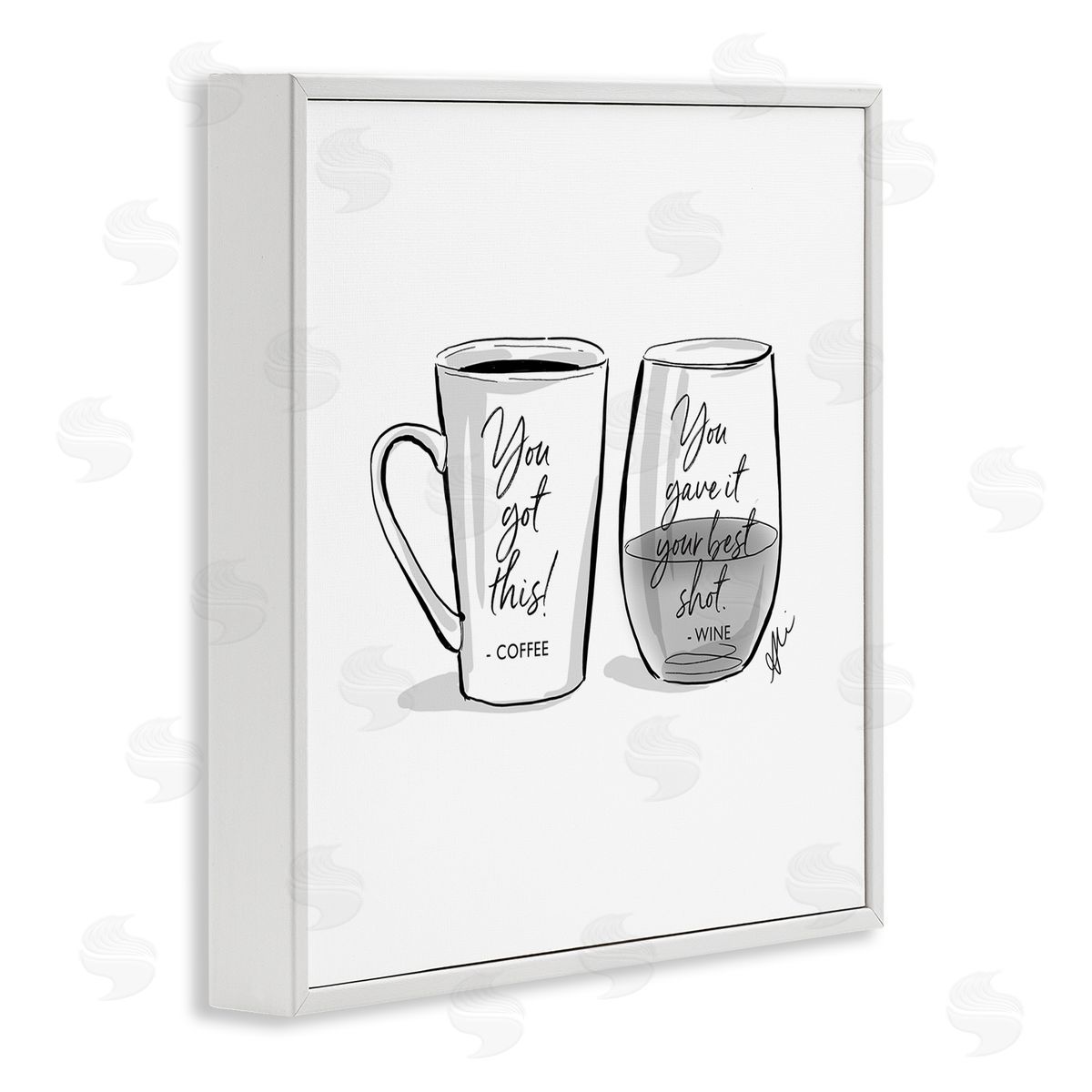 Alison Petrie Funny Coffee & Wine Phrase White Framed Glicee Wall Art Print