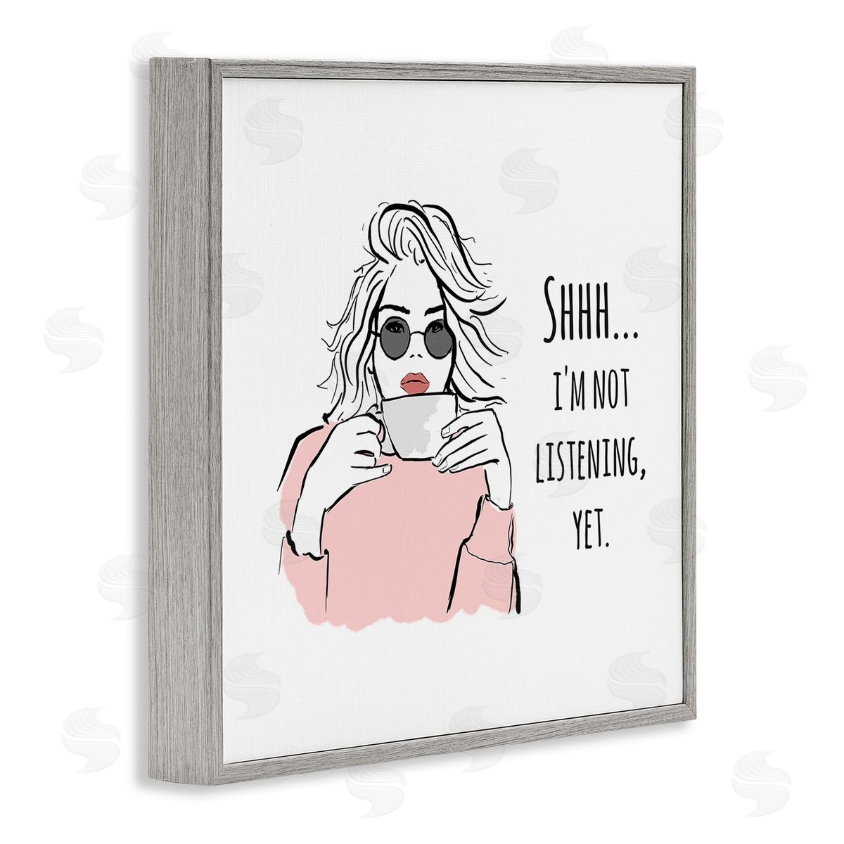 Alison Petrie Not Listening Yet Funny Coffee Gray Framed Glicee Wall Art Print