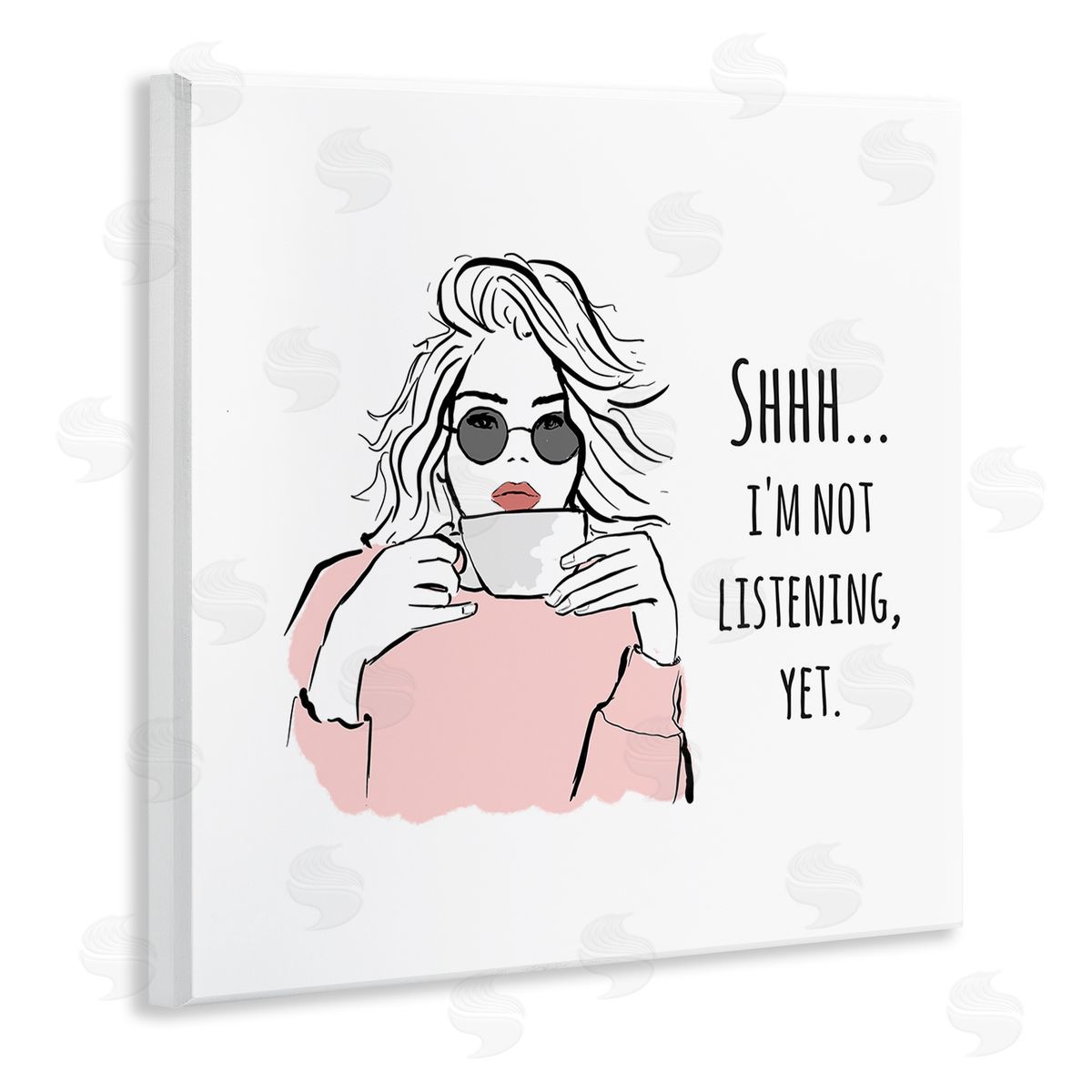 Alison Petrie Not Listening Yet Funny Coffee Wooden Wall Plaque Art Print