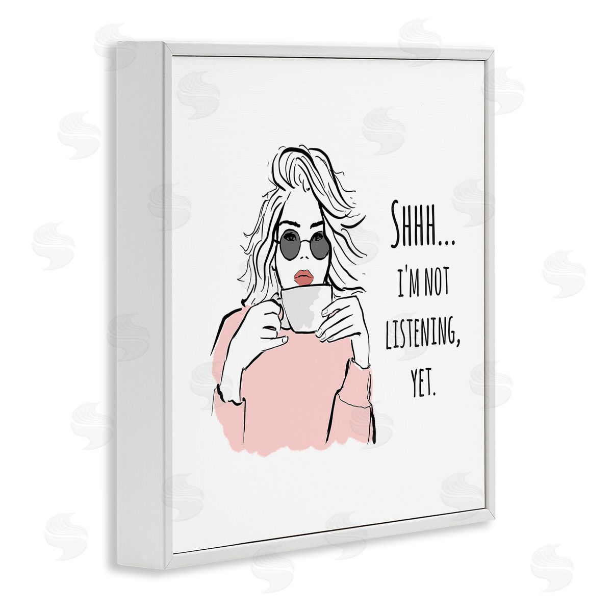 Alison Petrie Not Listening Yet Funny Coffee White Framed Glicee Wall Art Print