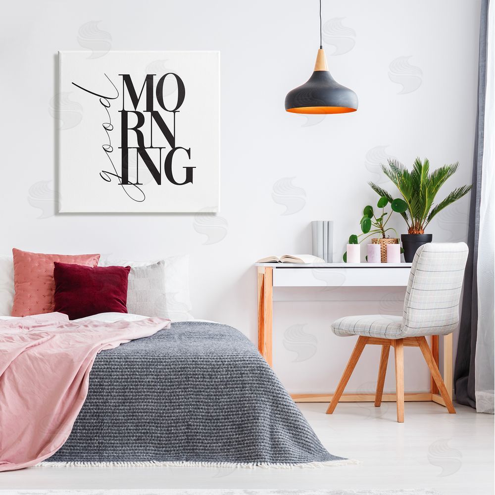 Alison Petrie Good Morning Modern Text Canvas Wall Art in Room