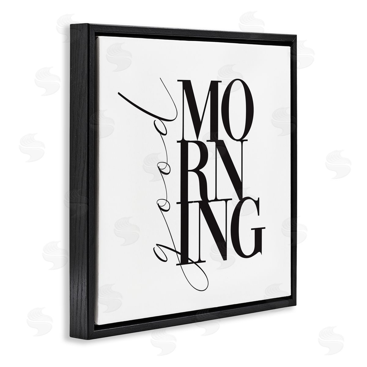 Alison Petrie Good Morning Modern Text Black Floating Frame Canvas Wall Art Print
