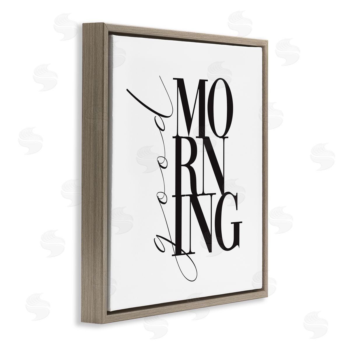 Alison Petrie Good Morning Modern Text Brown Floating Frame Canvas Wall Art Print
