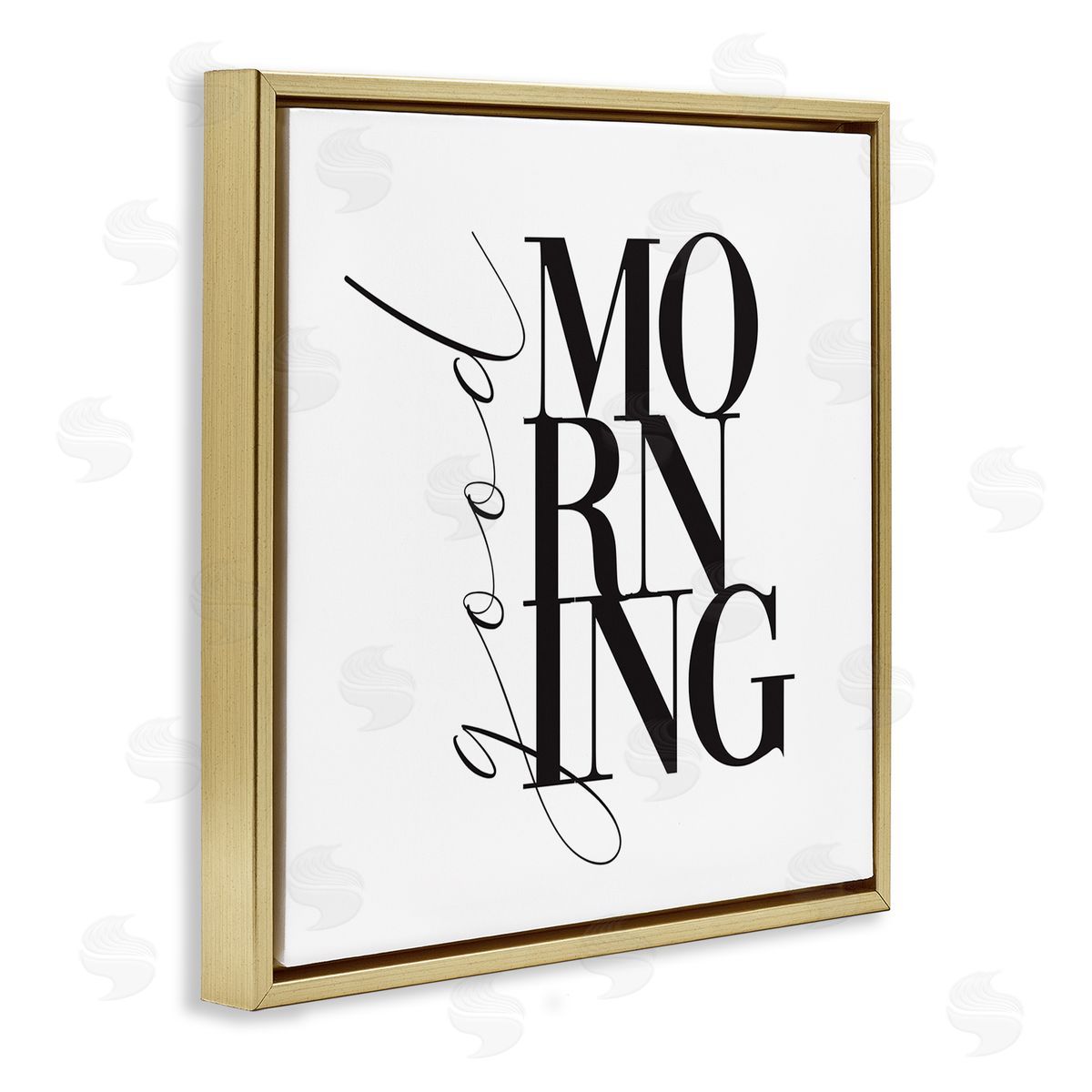 Alison Petrie Good Morning Modern Text Gold Floating Frame Canvas Wall Art Print