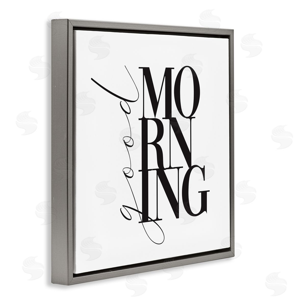 Alison Petrie Good Morning Modern Text Gray Floating Frame Canvas Wall Art Print