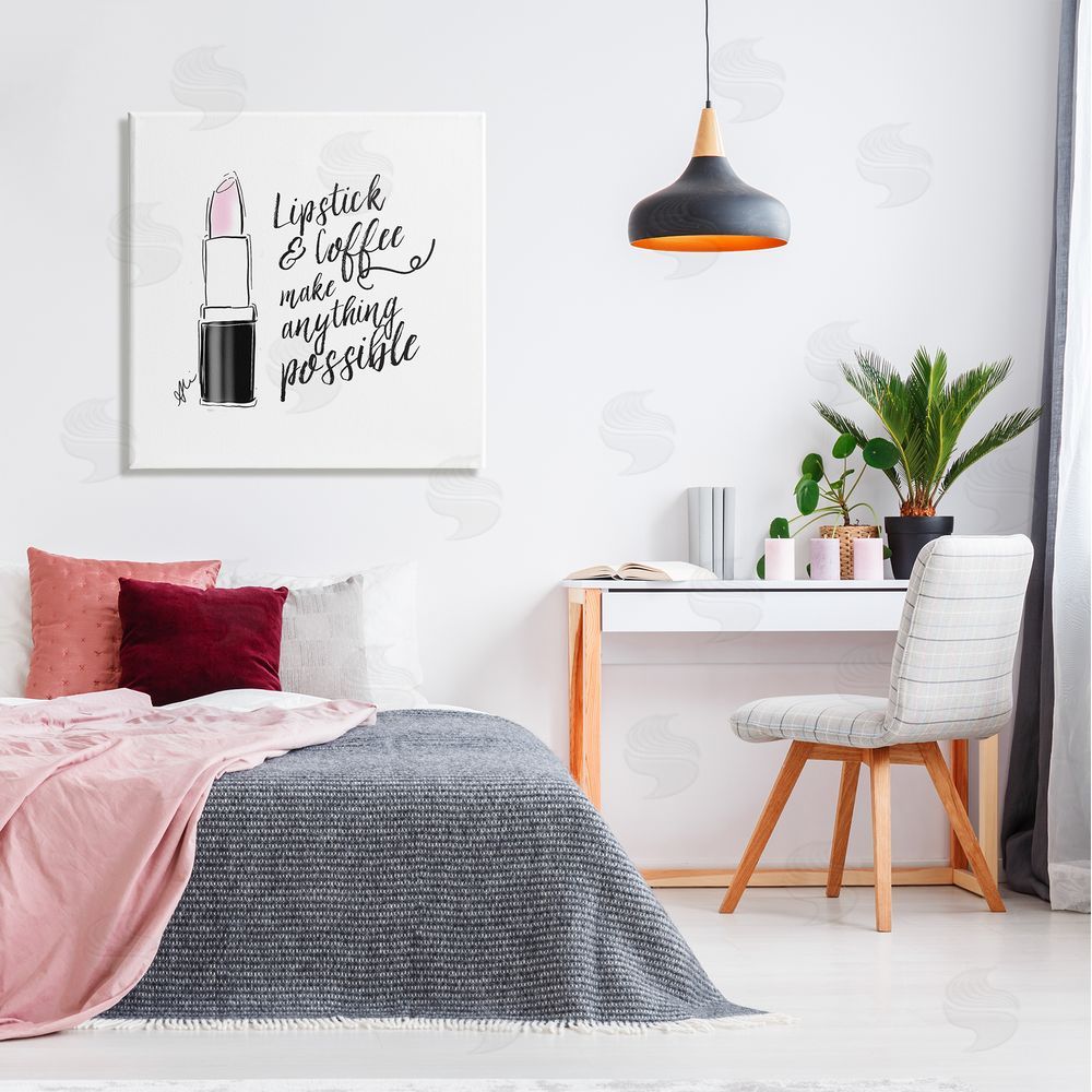 Alison Petrie Lipstick & Coffee Everything Possible Canvas Wall Art in Room