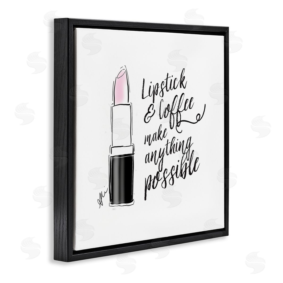 Alison Petrie Lipstick & Coffee Everything Possible Black Floating Frame Canvas Wall Art Print