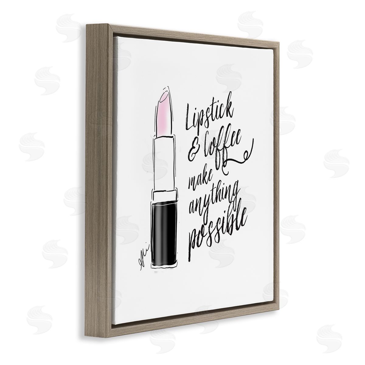 Alison Petrie Lipstick & Coffee Everything Possible Brown Floating Frame Canvas Wall Art Print