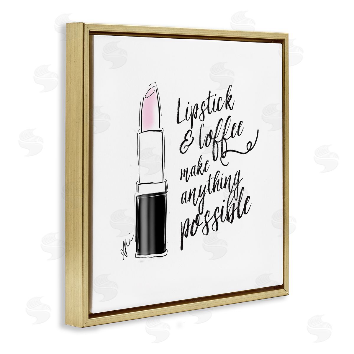 Alison Petrie Lipstick & Coffee Everything Possible Gold Floating Frame Canvas Wall Art Print