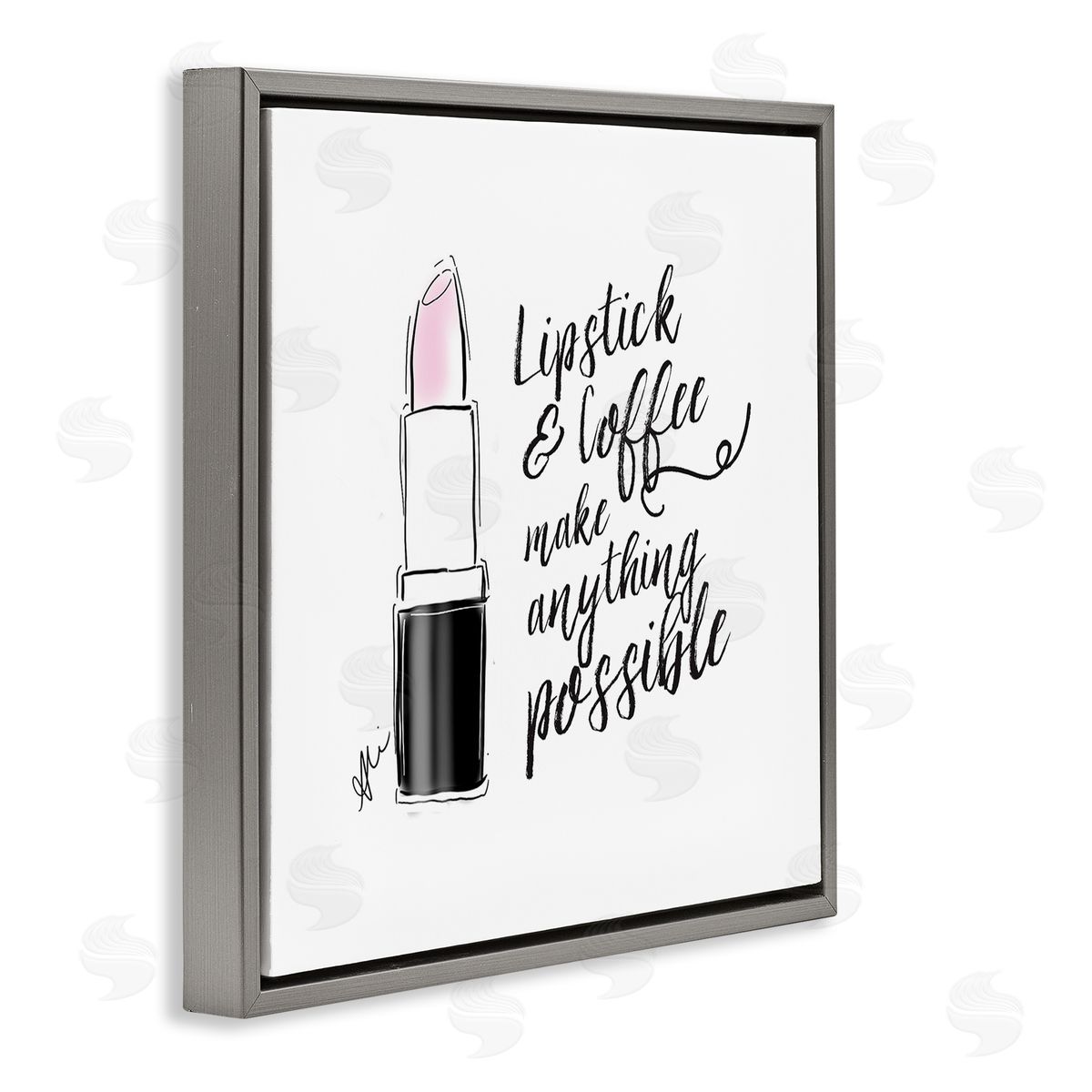 Alison Petrie Lipstick & Coffee Everything Possible Gray Floating Frame Canvas Wall Art Print