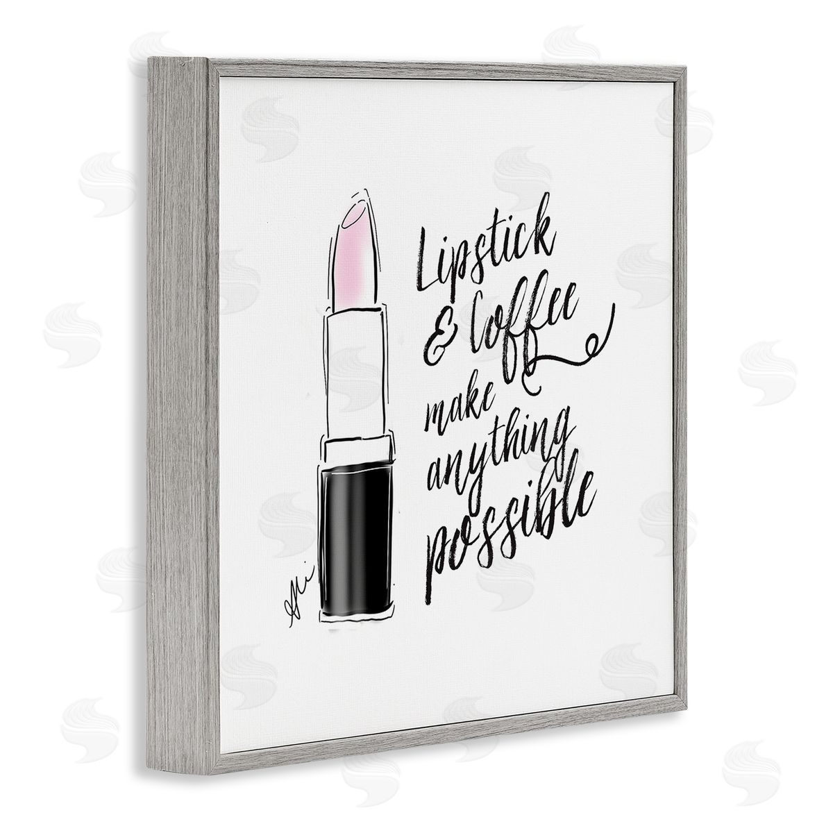 Alison Petrie Lipstick & Coffee Everything Possible Gray Framed Glicee Wall Art Print