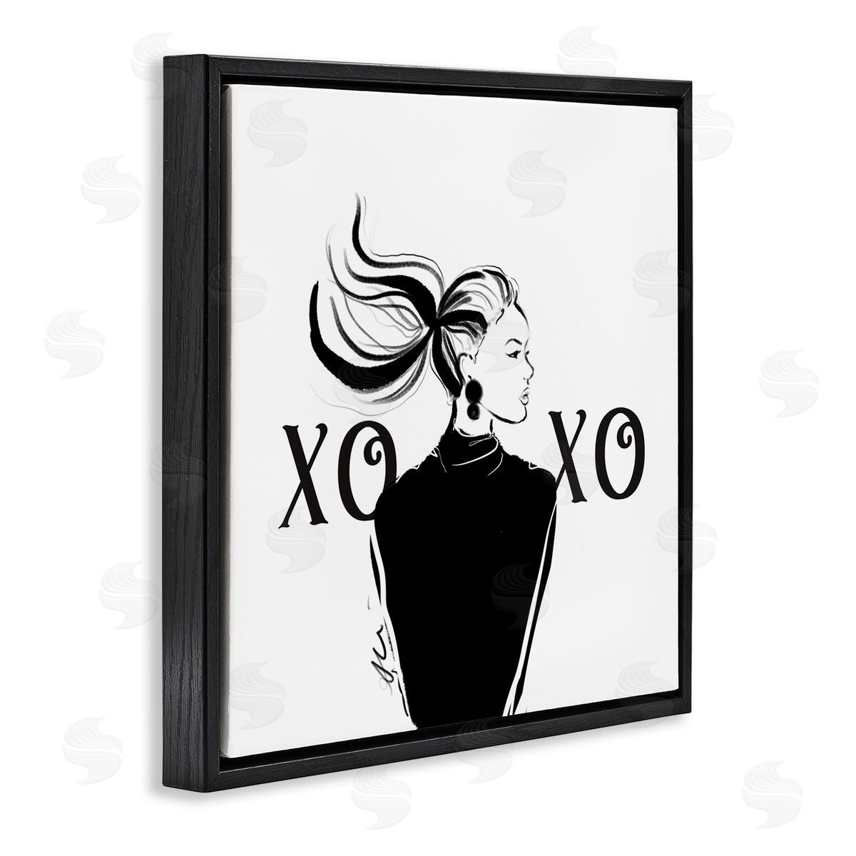 Alison Petrie Bold Glam XOXO Portrait Black Floating Frame Canvas Wall Art Print
