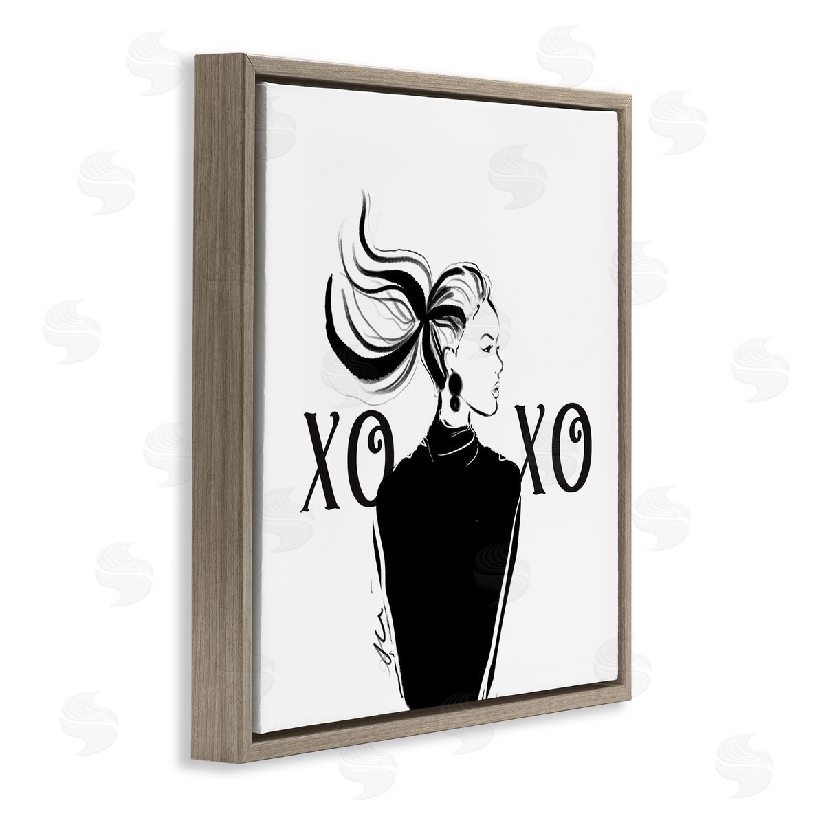 Alison Petrie Bold Glam XOXO Portrait Brown Floating Frame Canvas Wall Art Print