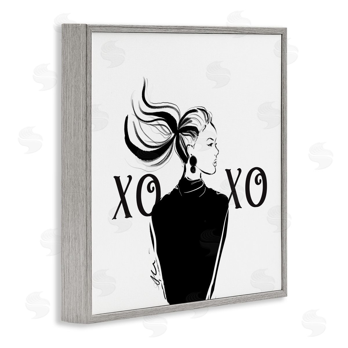 Alison Petrie Bold Glam XOXO Portrait Gray Framed Glicee Wall Art Print
