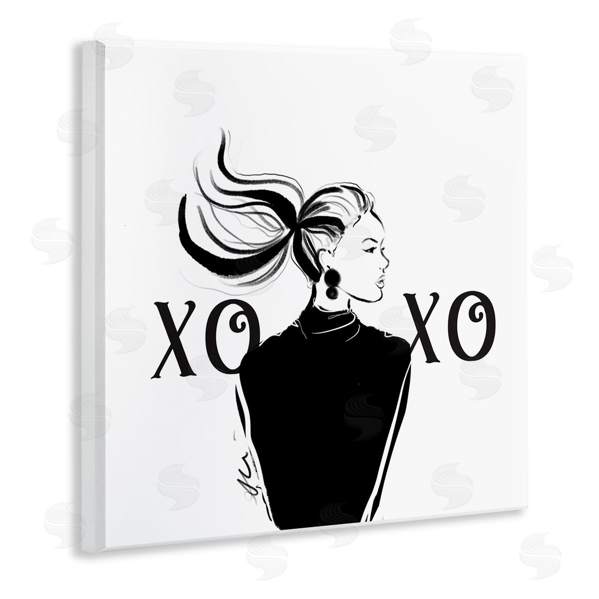 Alison Petrie Bold Glam XOXO Portrait Wooden Wall Plaque Art Print