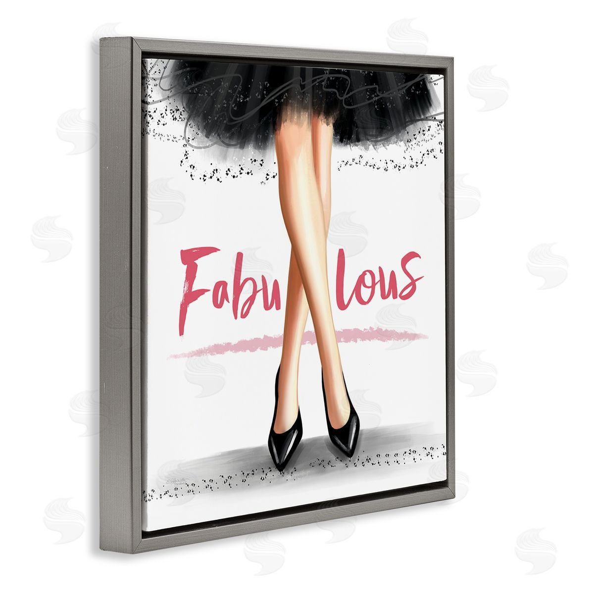 Elizabeth Tyndall Fabulous Stylish Glam Dress Gray Floating Frame Canvas Wall Art Print