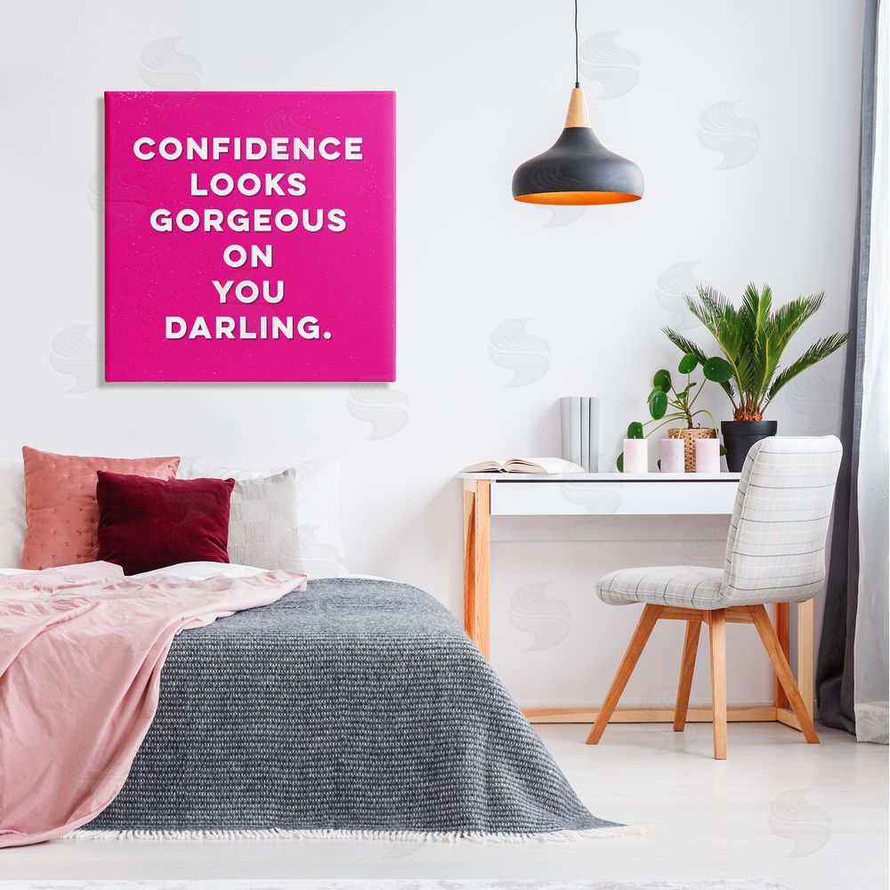 K. Kaufman Confidence Gorgeous On You Phrase Canvas Wall Art in Room