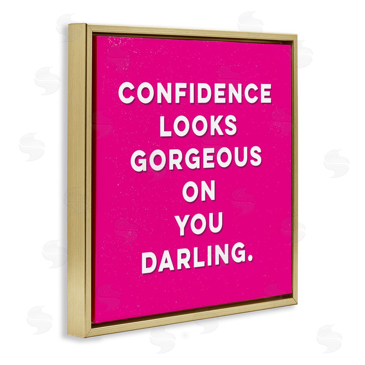 K. Kaufman Confidence Gorgeous On You Phrase Gold Floating Frame Canvas Wall Art Print