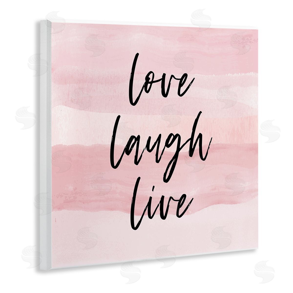 Pink Love Laugh Live Phrase Wood Plaque Wall Art, Home Decor by Martina Pavlova