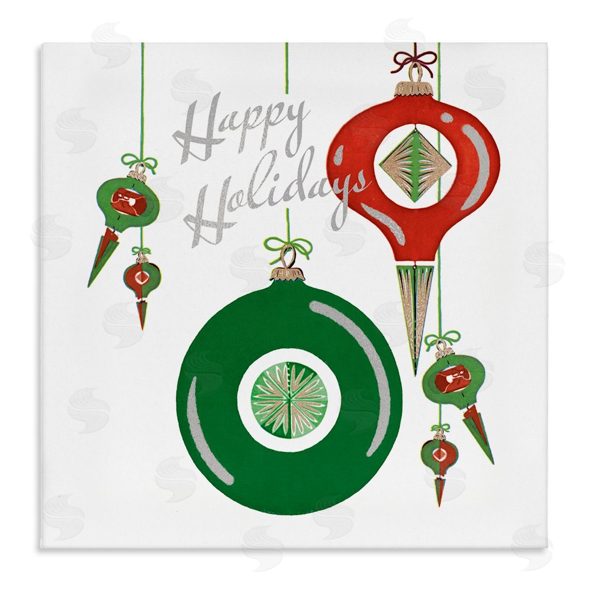 The Saturday Evening Post Seasonal Happy Holidays Ornaments Stretched Canvas Wall Art Print