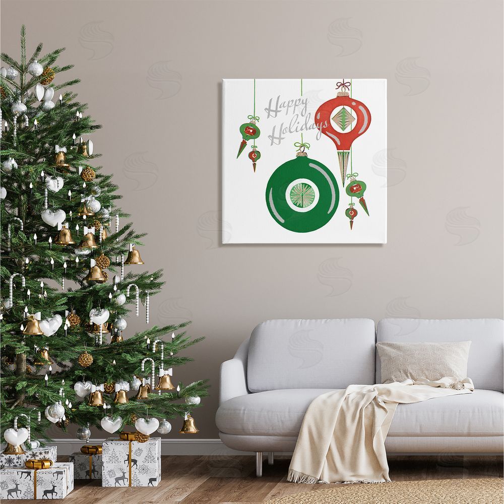 The Saturday Evening Post Seasonal Happy Holidays Ornaments Canvas Wall Art in Room