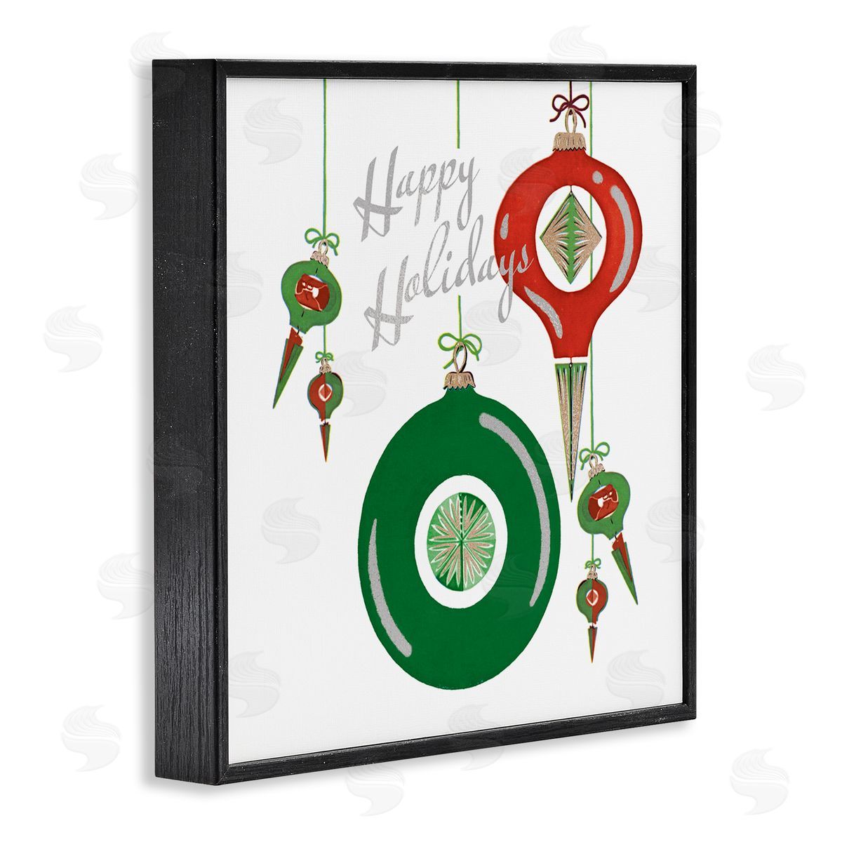 The Saturday Evening Post Seasonal Happy Holidays Ornaments Black Framed Glicee Wall Art Print