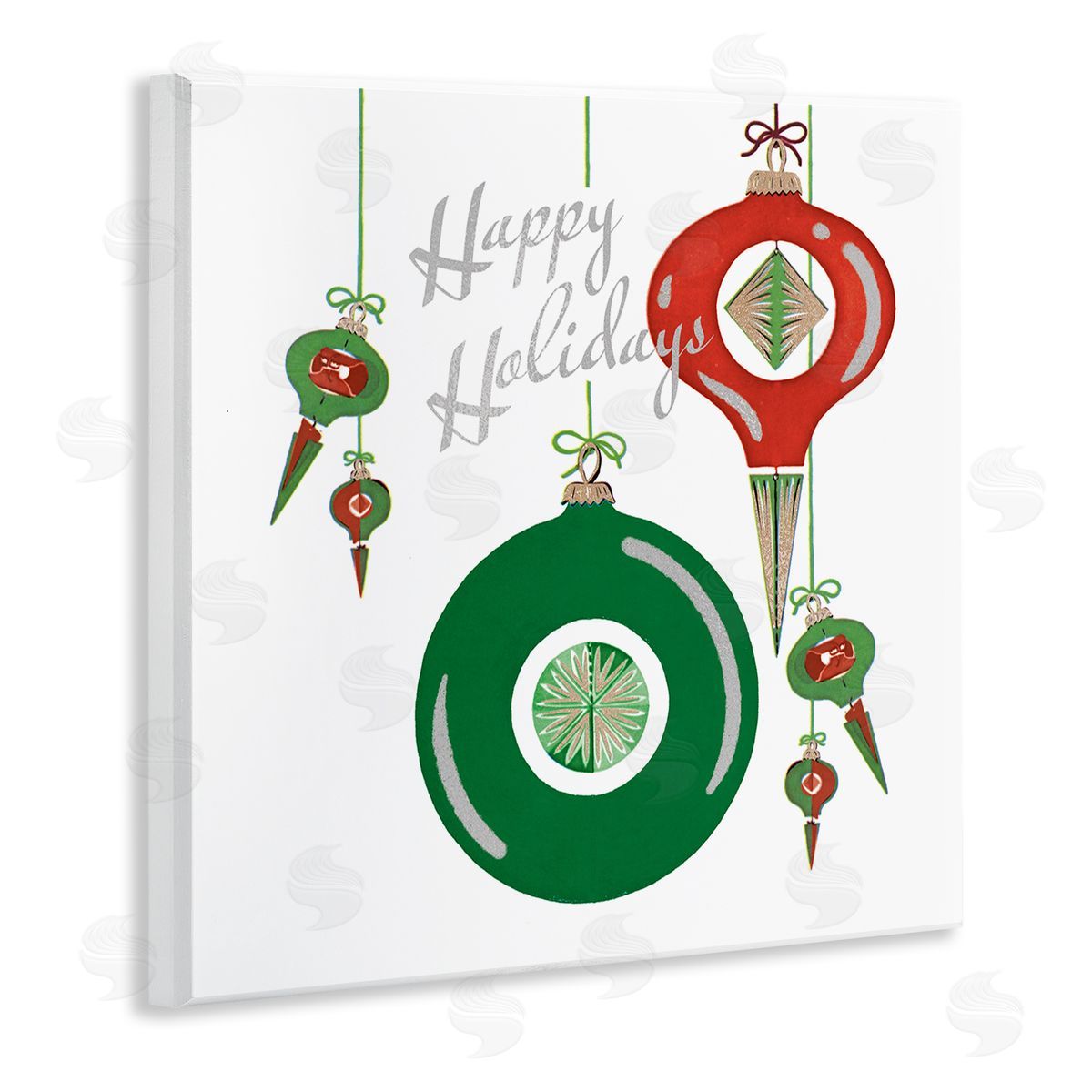 The Saturday Evening Post Seasonal Happy Holidays Ornaments Wooden Wall Plaque Art Print