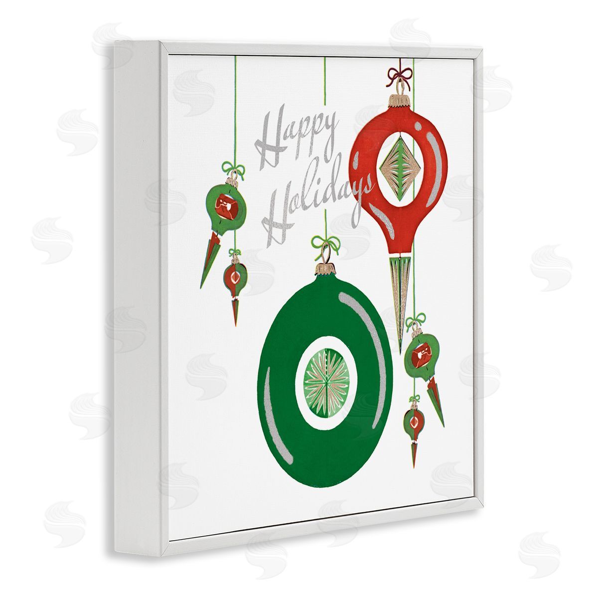 The Saturday Evening Post Seasonal Happy Holidays Ornaments White Framed Glicee Wall Art Print