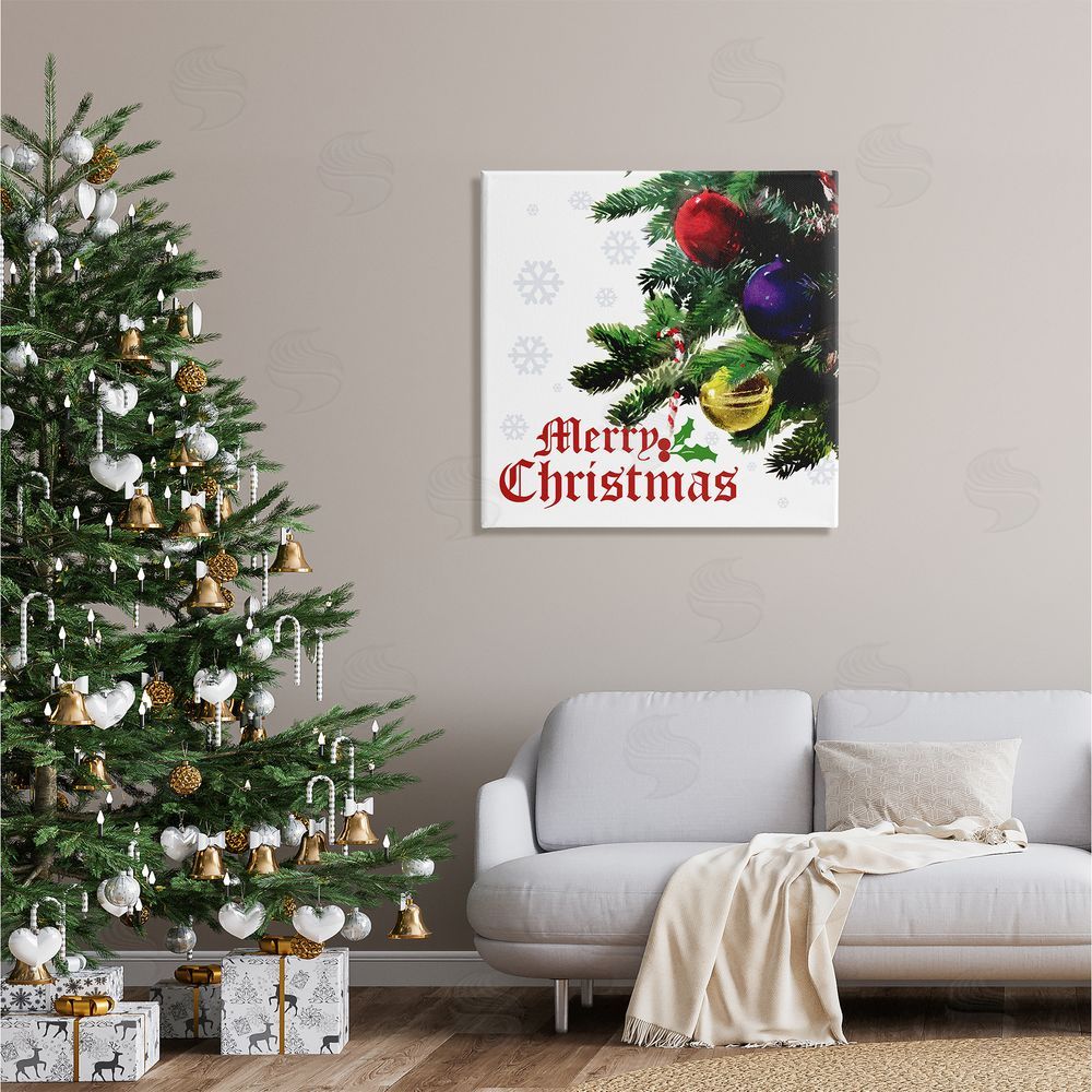 The Saturday Evening Post Merry Christmas Snowflake Pattern Canvas Wall Art in Room