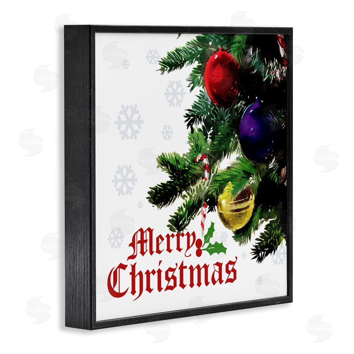 The Saturday Evening Post Merry Christmas Snowflake Pattern Black Framed Glicee Wall Art Print