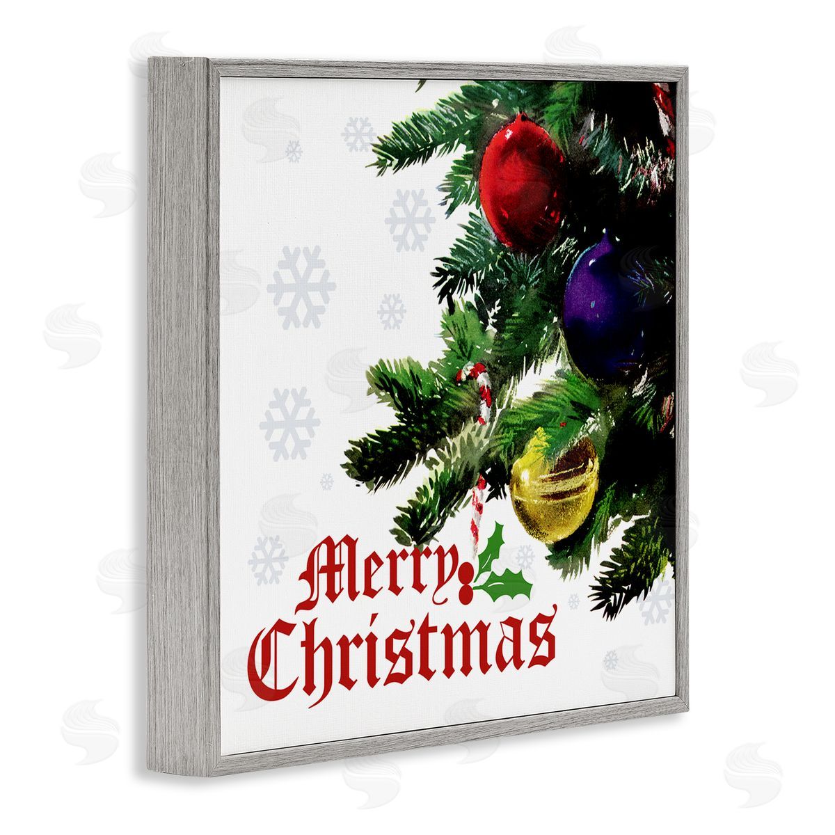 The Saturday Evening Post Merry Christmas Snowflake Pattern Gray Framed Glicee Wall Art Print