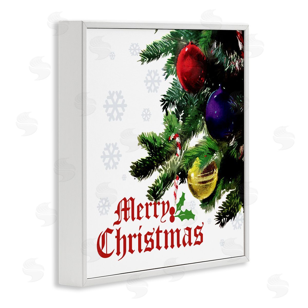 The Saturday Evening Post Merry Christmas Snowflake Pattern White Framed Glicee Wall Art Print