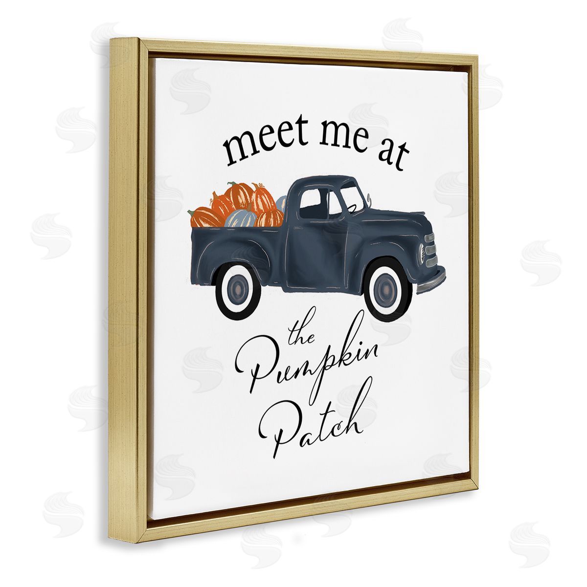 The Saturday Evening Post Meet Me At Pumpkin Patch Truck Gold Floating Frame Canvas Wall Art Print