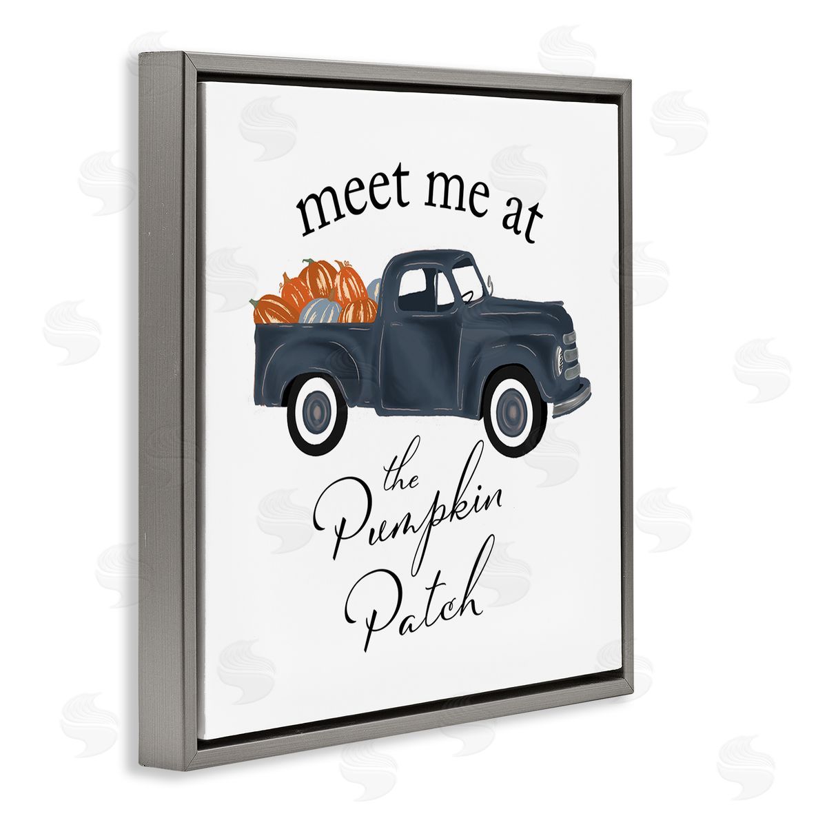 The Saturday Evening Post Meet Me At Pumpkin Patch Truck Gray Floating Frame Canvas Wall Art Print