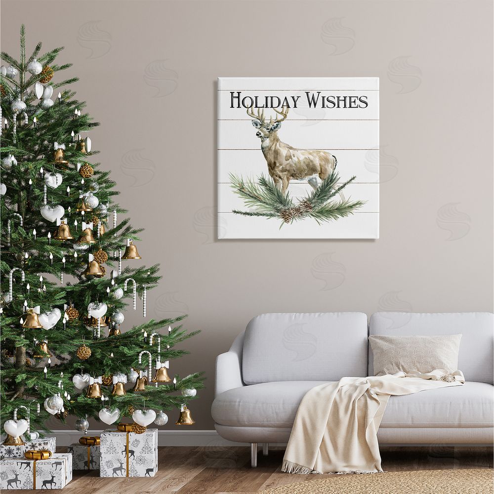 Carol Robinson Holiday Wishes Seasonal Deer Canvas Wall Art in Room