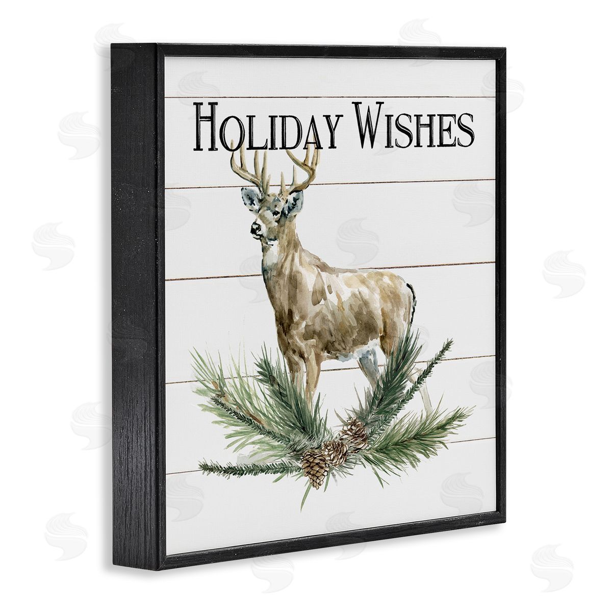 Carol Robinson Holiday Wishes Seasonal Deer Black Framed Glicee Wall Art Print