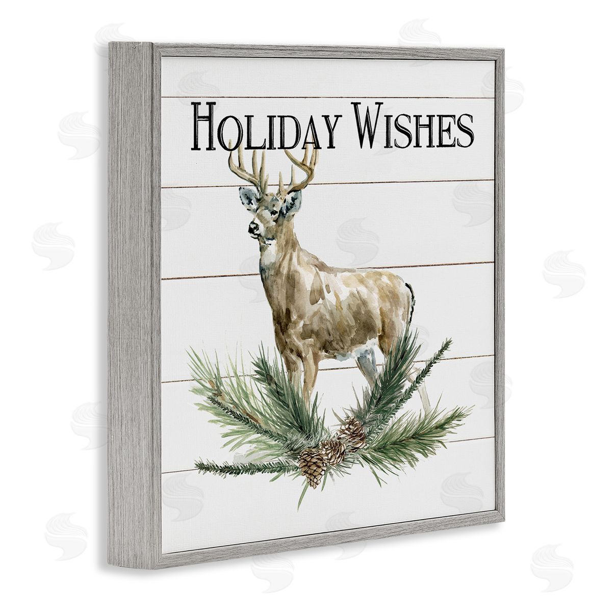 Carol Robinson Holiday Wishes Seasonal Deer Gray Framed Glicee Wall Art Print
