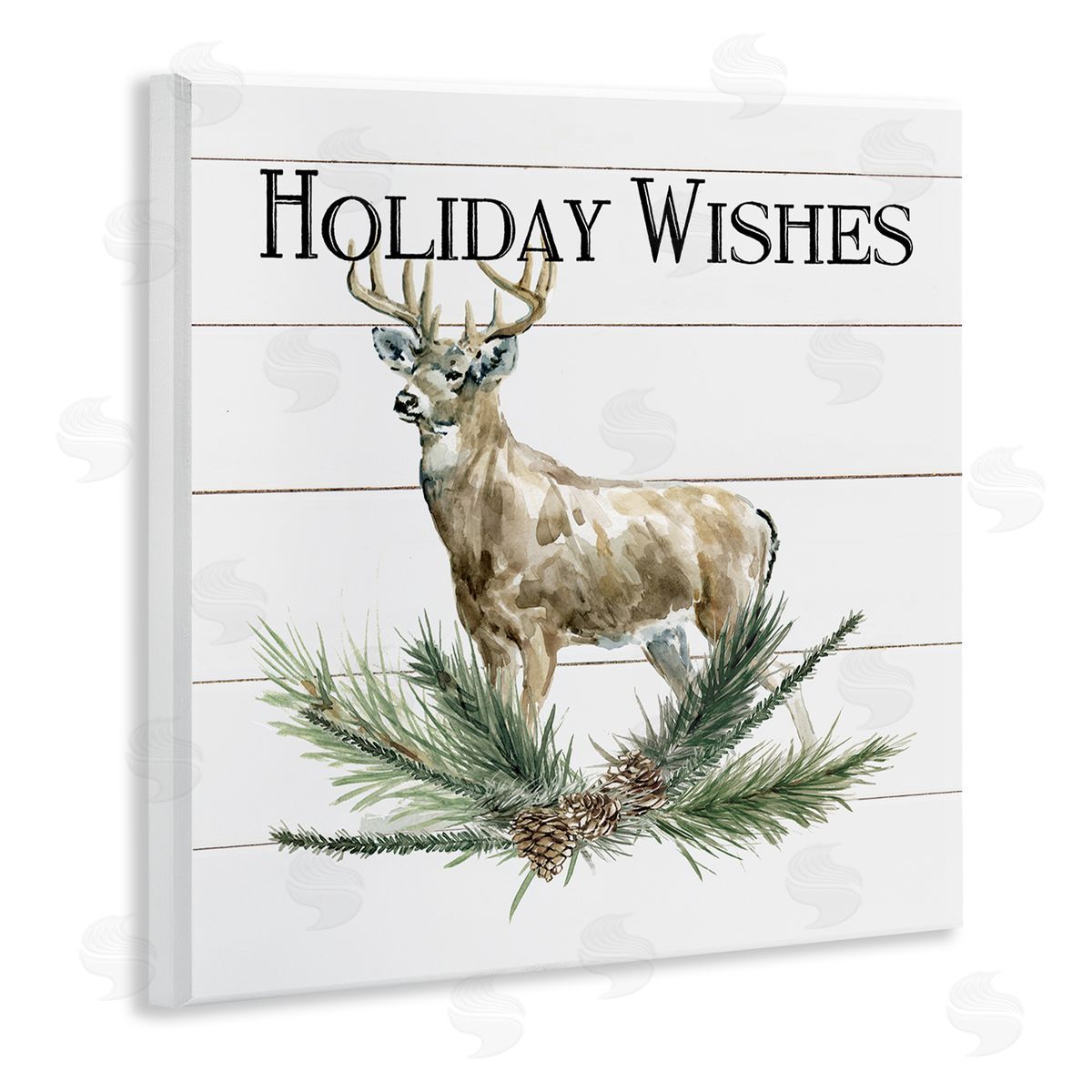 Carol Robinson Holiday Wishes Seasonal Deer Wooden Wall Plaque Art Print