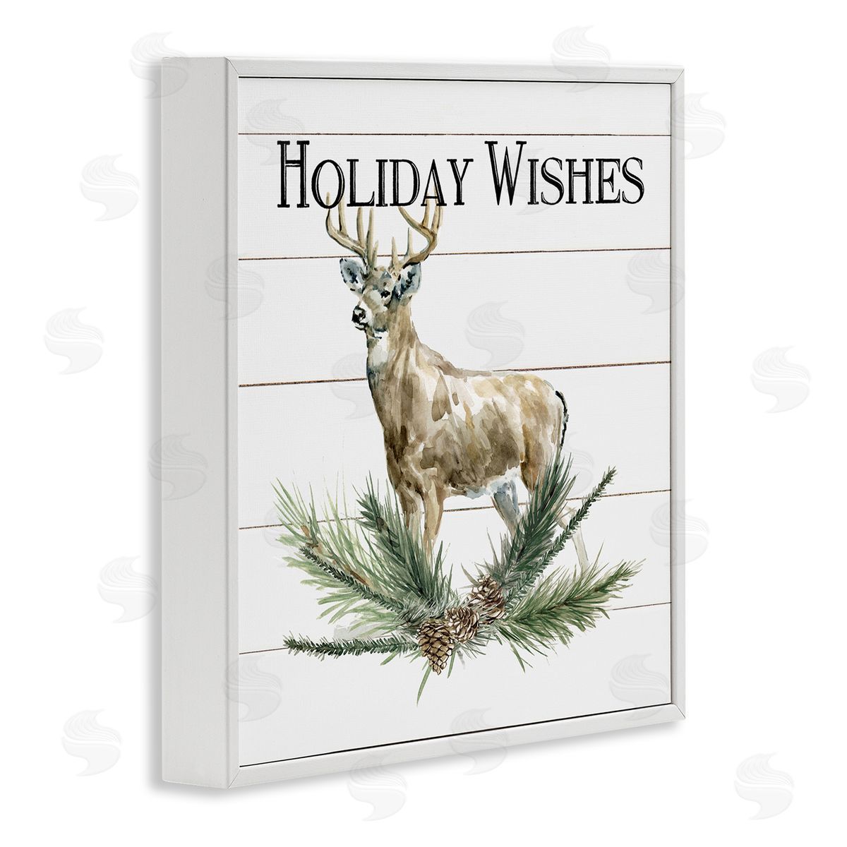 Carol Robinson Holiday Wishes Seasonal Deer White Framed Glicee Wall Art Print