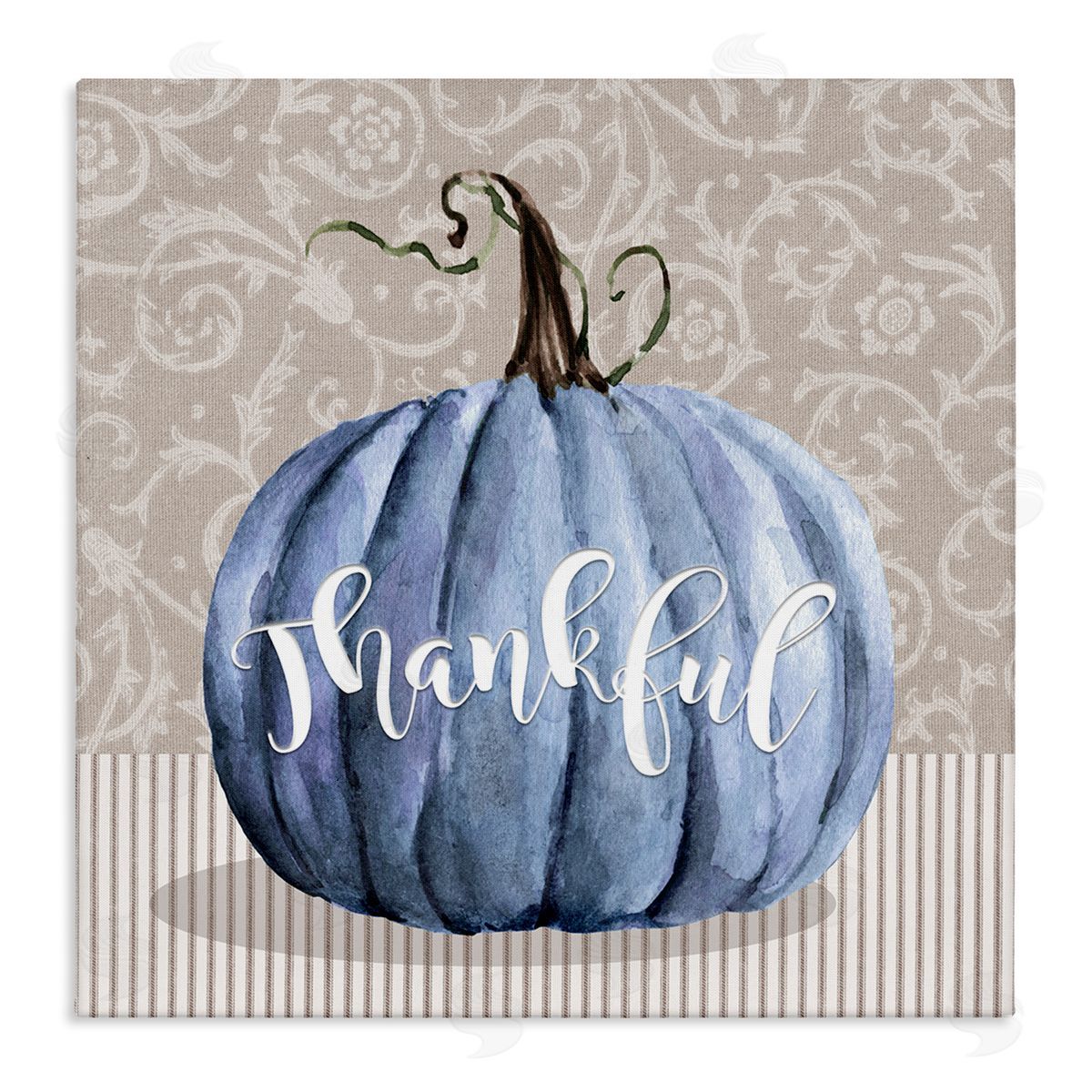 Livi Finn Thankful Patterned Fall Pumpkin Stretched Canvas Wall Art Print