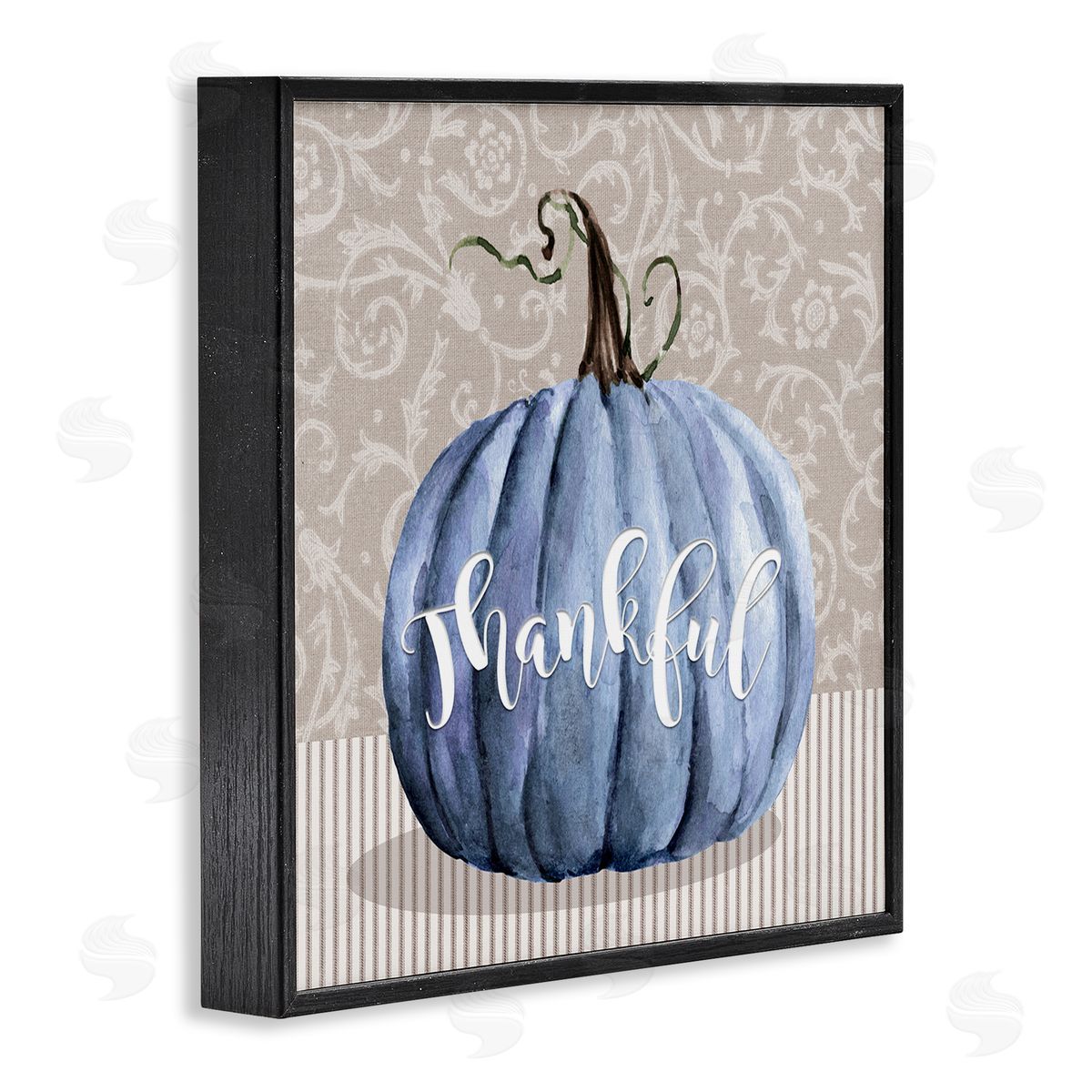 Livi Finn Thankful Patterned Fall Pumpkin Black Framed Glicee Wall Art Print