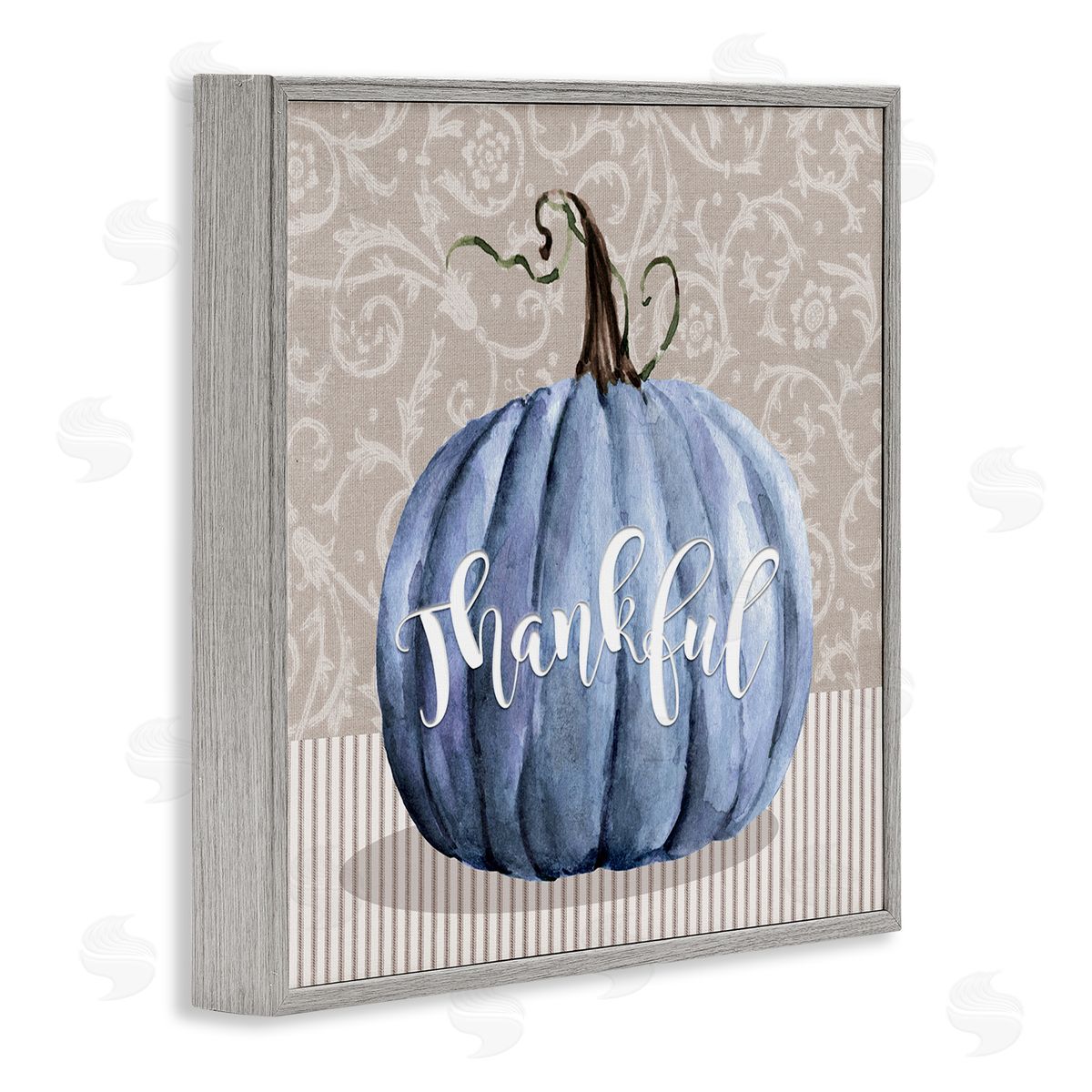 Livi Finn Thankful Patterned Fall Pumpkin Gray Framed Glicee Wall Art Print