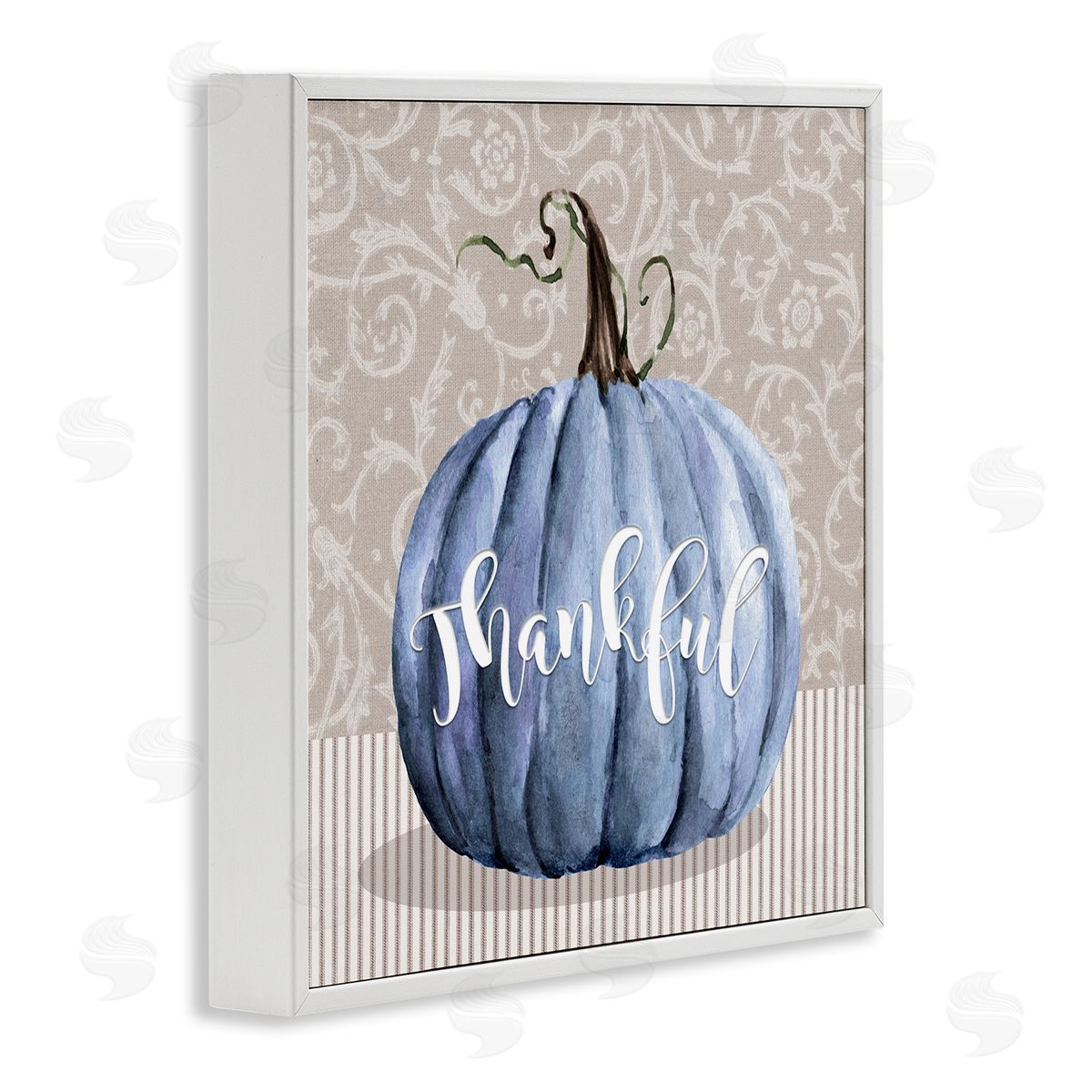 Livi Finn Thankful Patterned Fall Pumpkin White Framed Glicee Wall Art Print