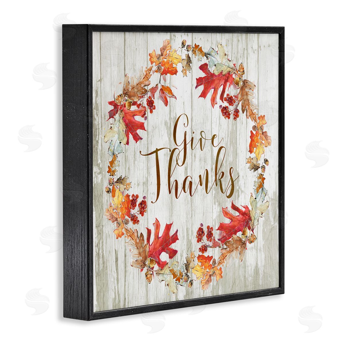 Sally Swatland Give Thanks Autumnal Wreath Black Framed Glicee Wall Art Print