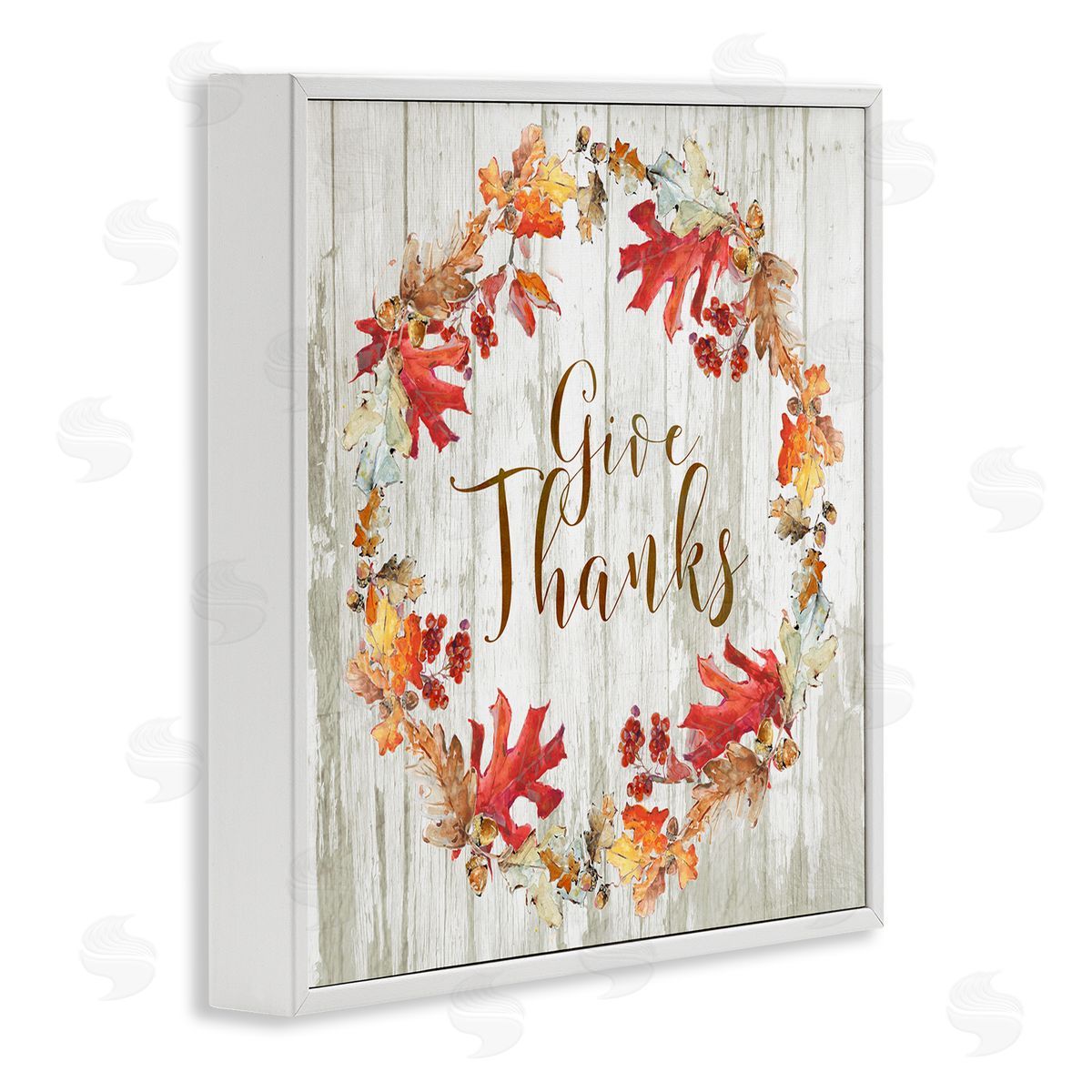Sally Swatland Give Thanks Autumnal Wreath White Framed Glicee Wall Art Print