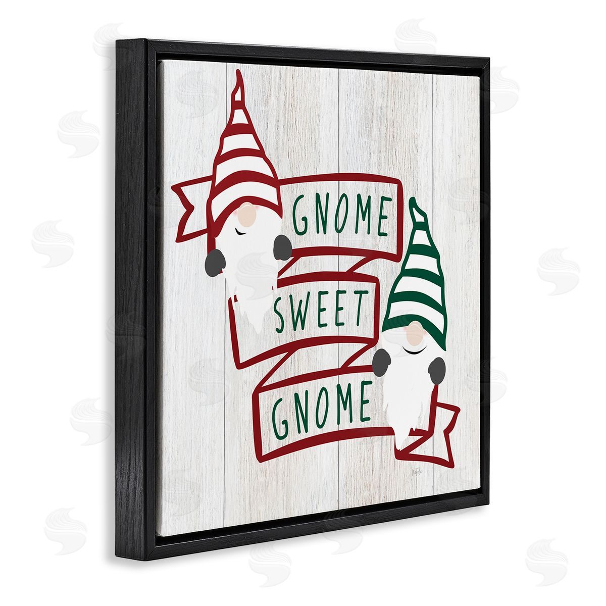 Natalie Carpentieri Sweet Gnome Banner Phrase Black Floating Frame Canvas Wall Art Print