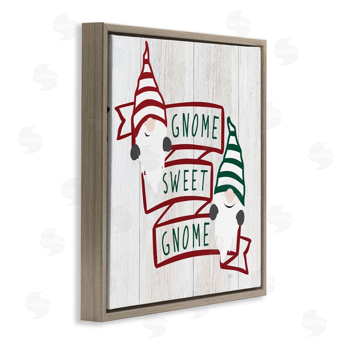 Natalie Carpentieri Sweet Gnome Banner Phrase Brown Floating Frame Canvas Wall Art Print