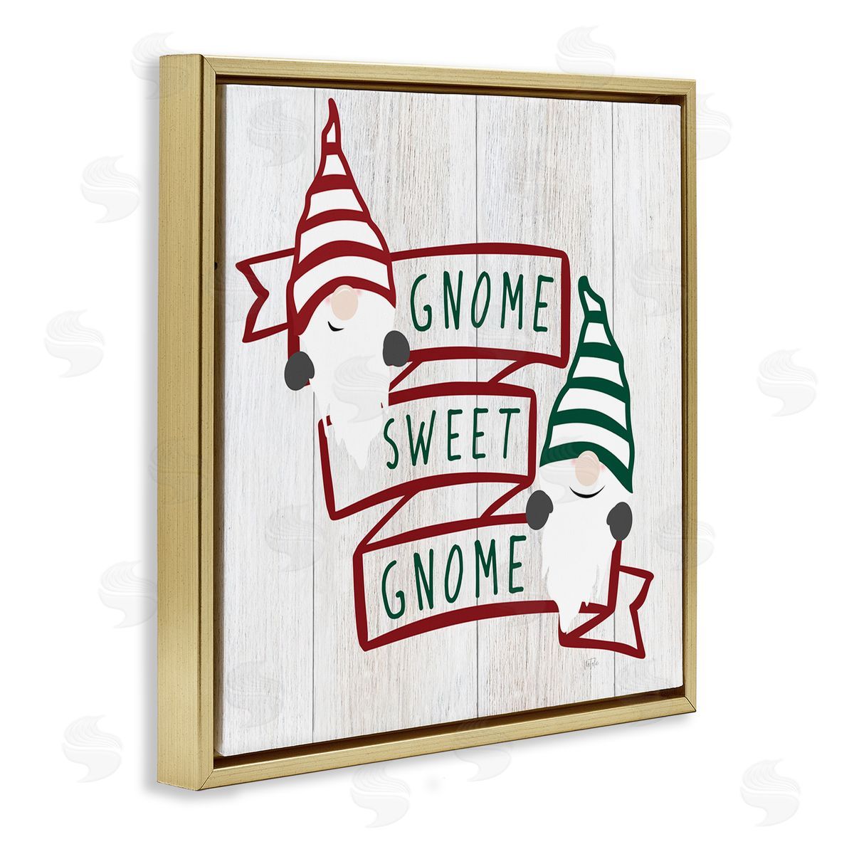 Natalie Carpentieri Sweet Gnome Banner Phrase Gold Floating Frame Canvas Wall Art Print